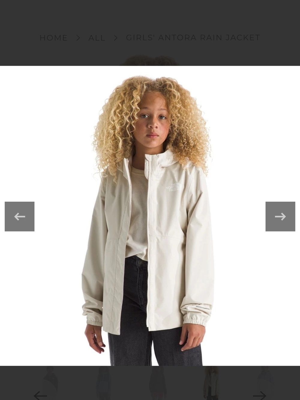 The North Face Kids' Antora Raincoat - White Dune